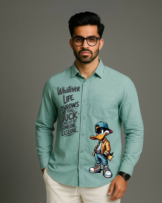 MEN'S DUCK & DODGE FULL SLEEVE  GREEN SHIRT