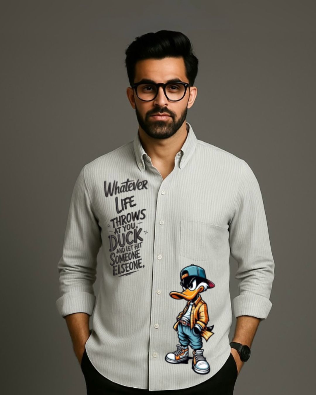 MEN'S DUCK & DODGE FULL SLEEVE  STRIPE SHIRT