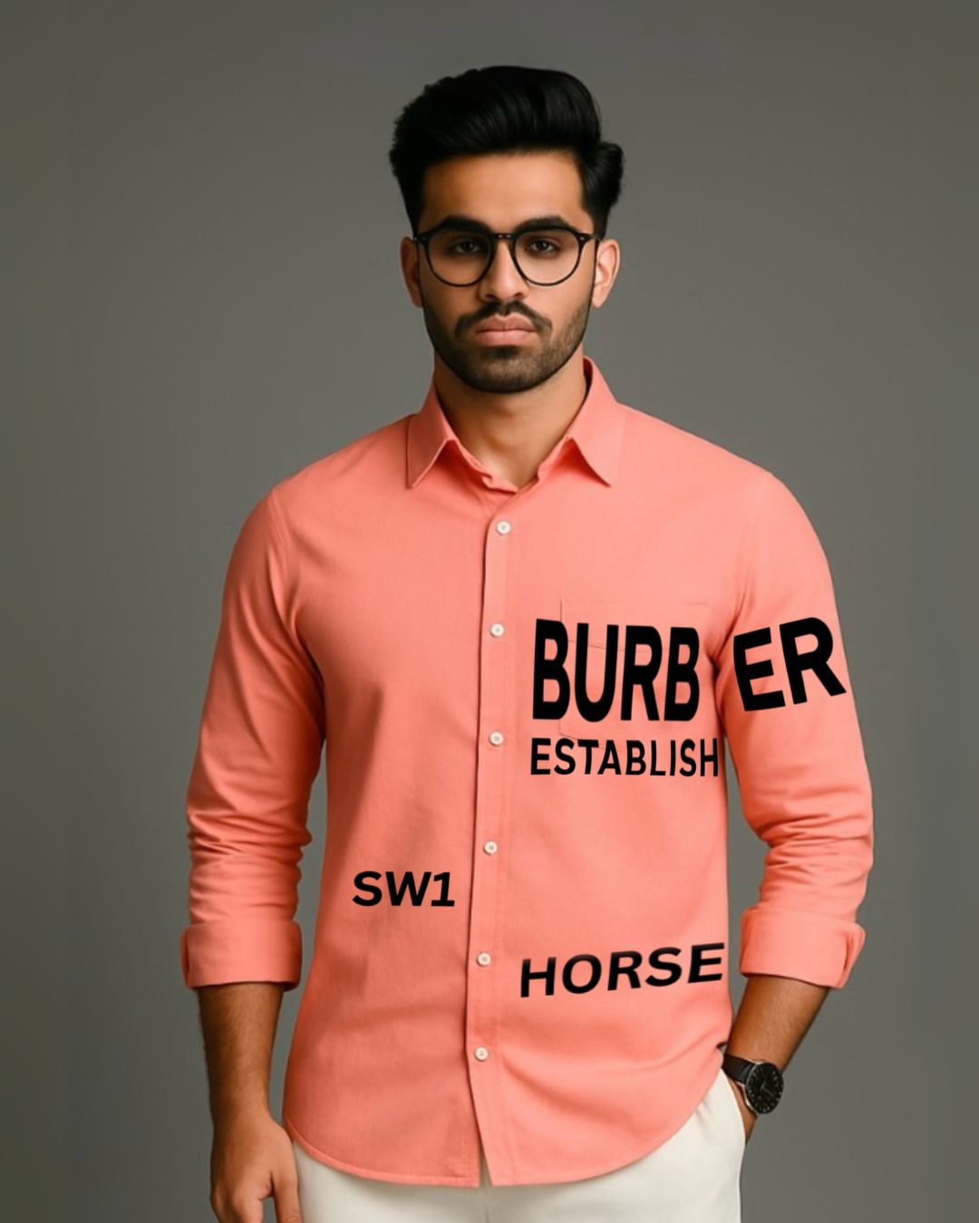 MEN'S ESTABLISH LONDON FULL SLEEVE PEACH SHIRT(*)