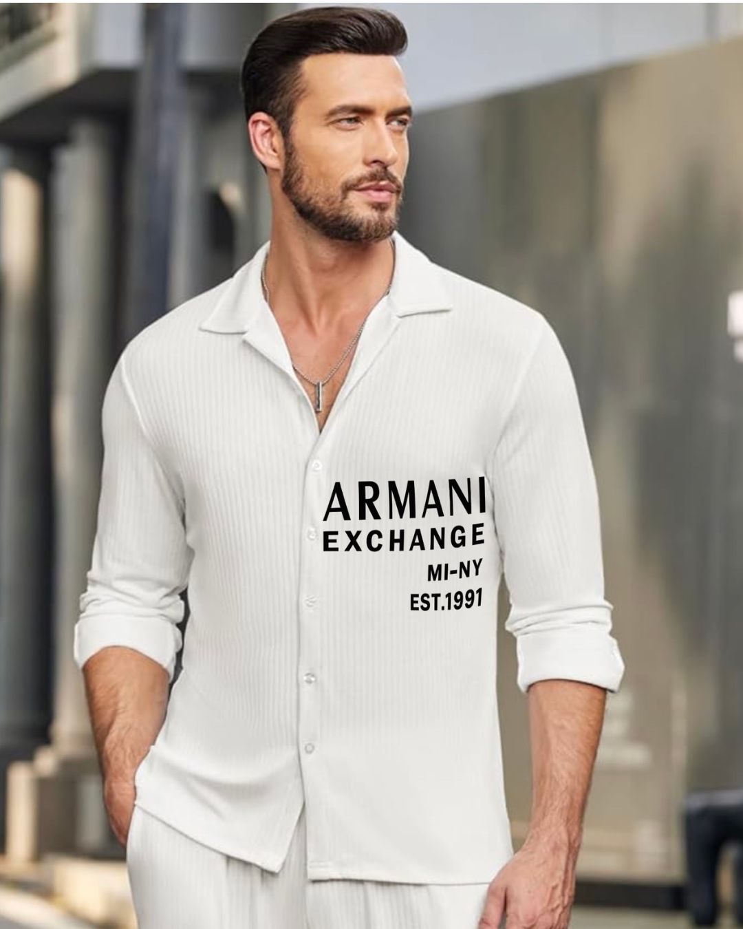 MEN'S EXCHANGE 1991 FULL SLEEVE  WHITE SHIRT