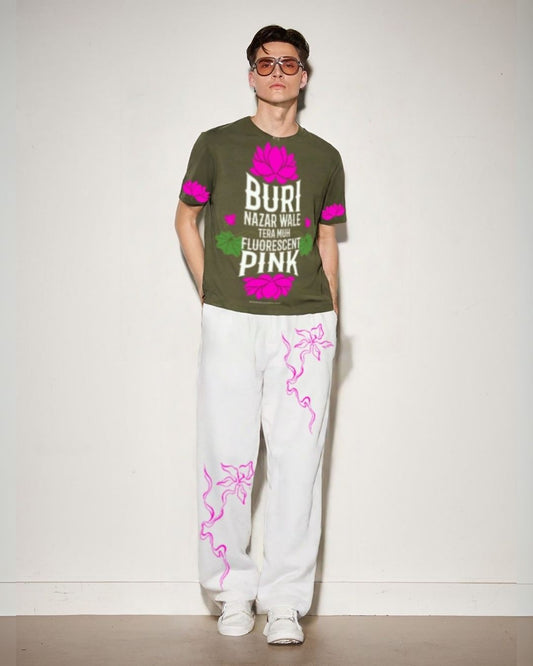 MEN'S FLUORESCENT PINK CORDS (OLIVE AND WHITE)