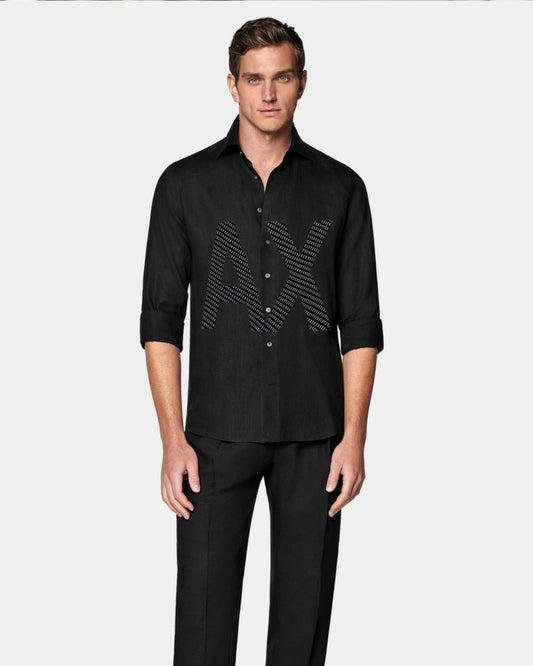 MEN'S GRAPHIC X/A FULL SLEEVE BLACK SHIRT
