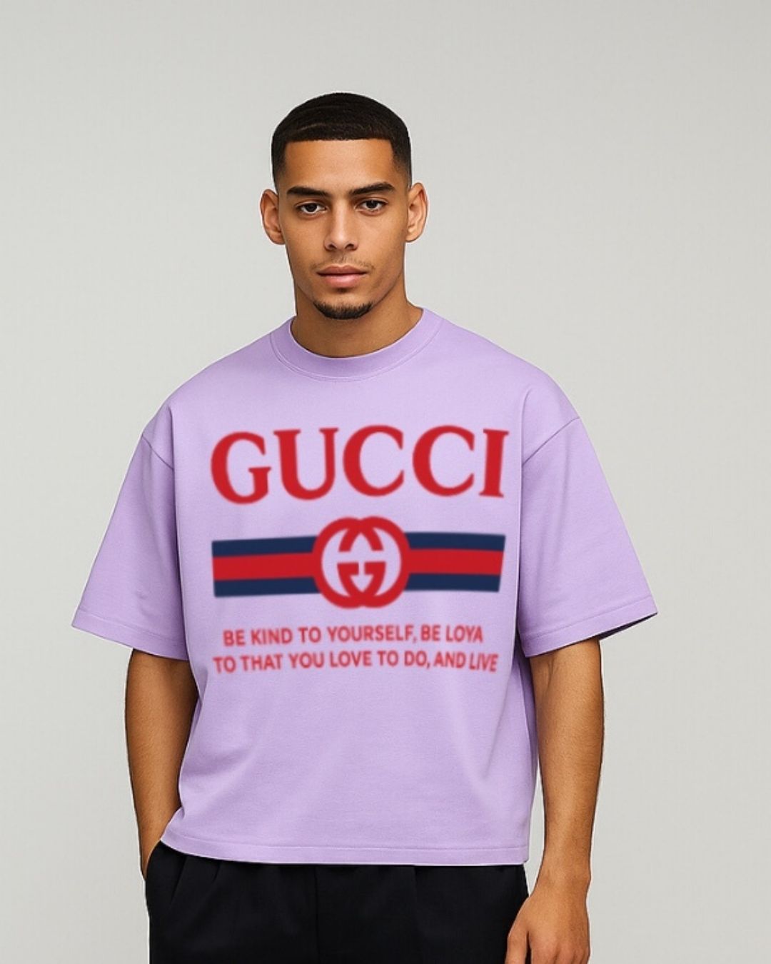 MEN'S  GUCCI FLAG OVERSIZED TSHIRT (PURPLE )