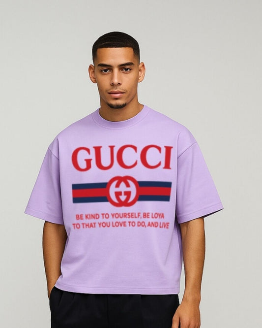 MEN'S  GUCCI FLAG OVERSIZED TSHIRT (PURPLE )