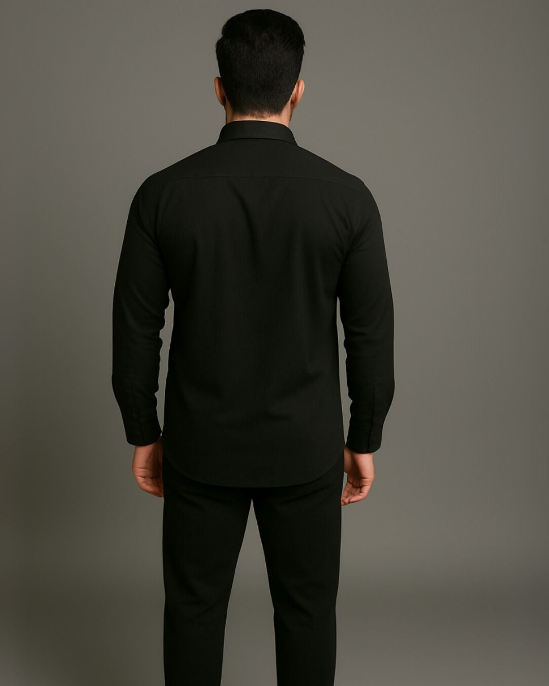 MEN'S GUCCI GRID FULL SLEEVE BLACK SHIRT