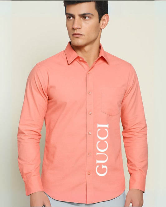 MEN'S GUCCI SNAKE FULL SLEEVE PEACH SHIRT (*)