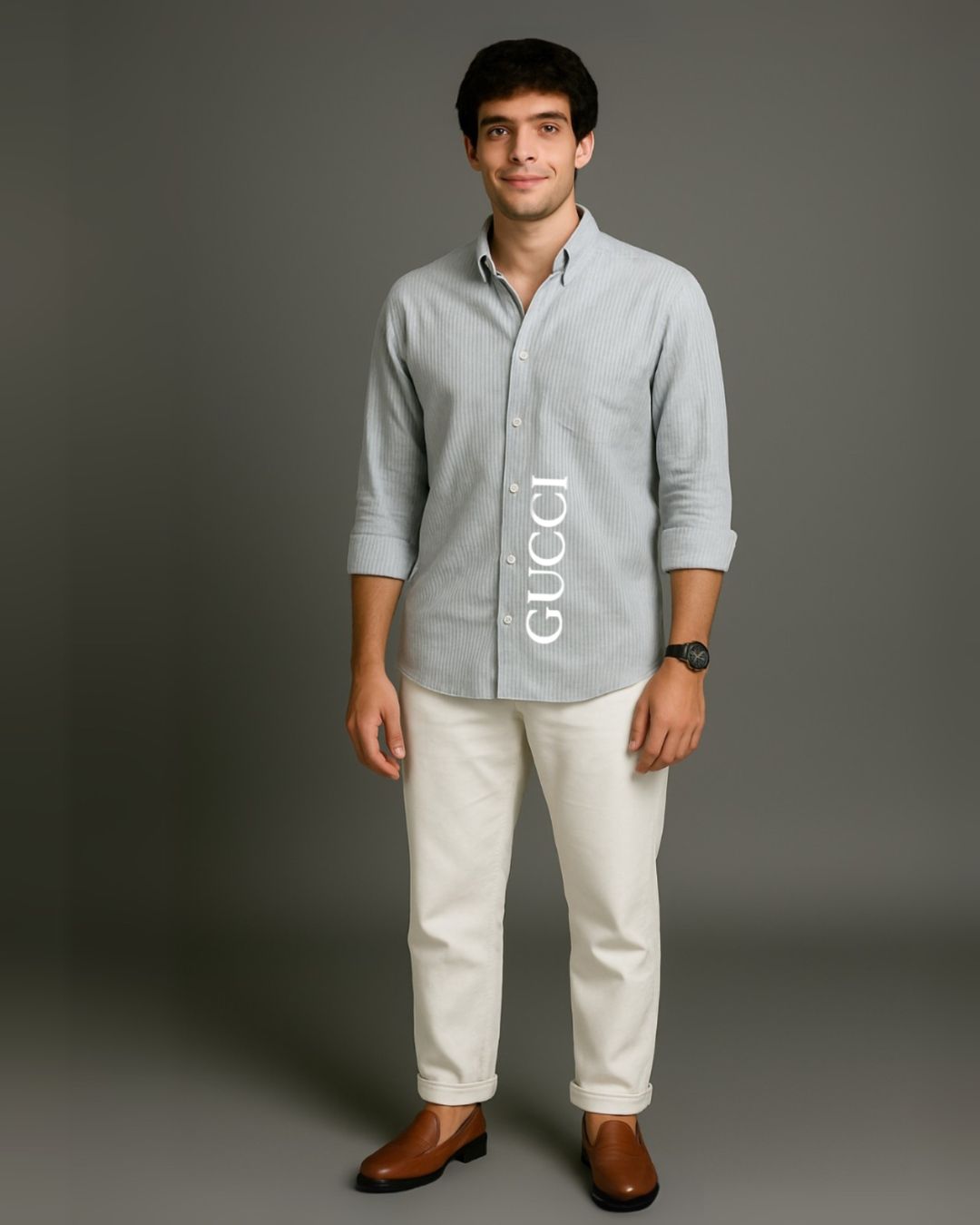 MEN'S GUCCI SNAKE FULL SLEEVE STRIPE SHIRT (*)