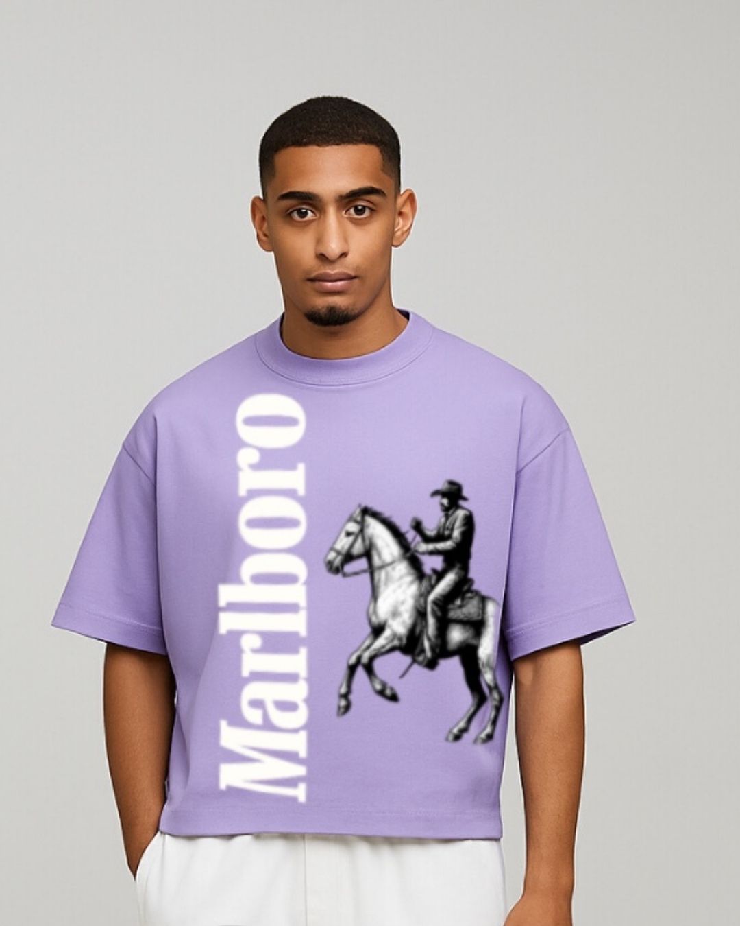 MEN'S HORSE MB OVERSIZED TSHIRT (PURPLE )