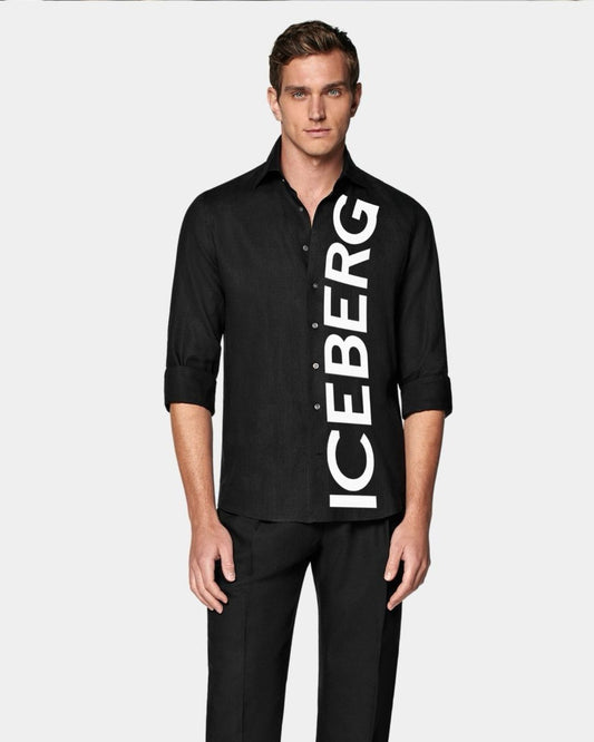 MEN'S ICEBERG FULL SLEEVE  BLACK SHIRT