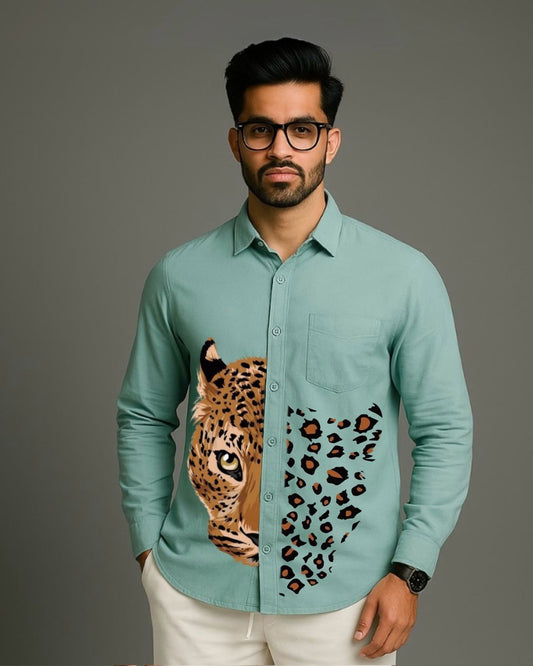 MEN'S LEO HEART FULL SLEEVE  GREEN SHIRT