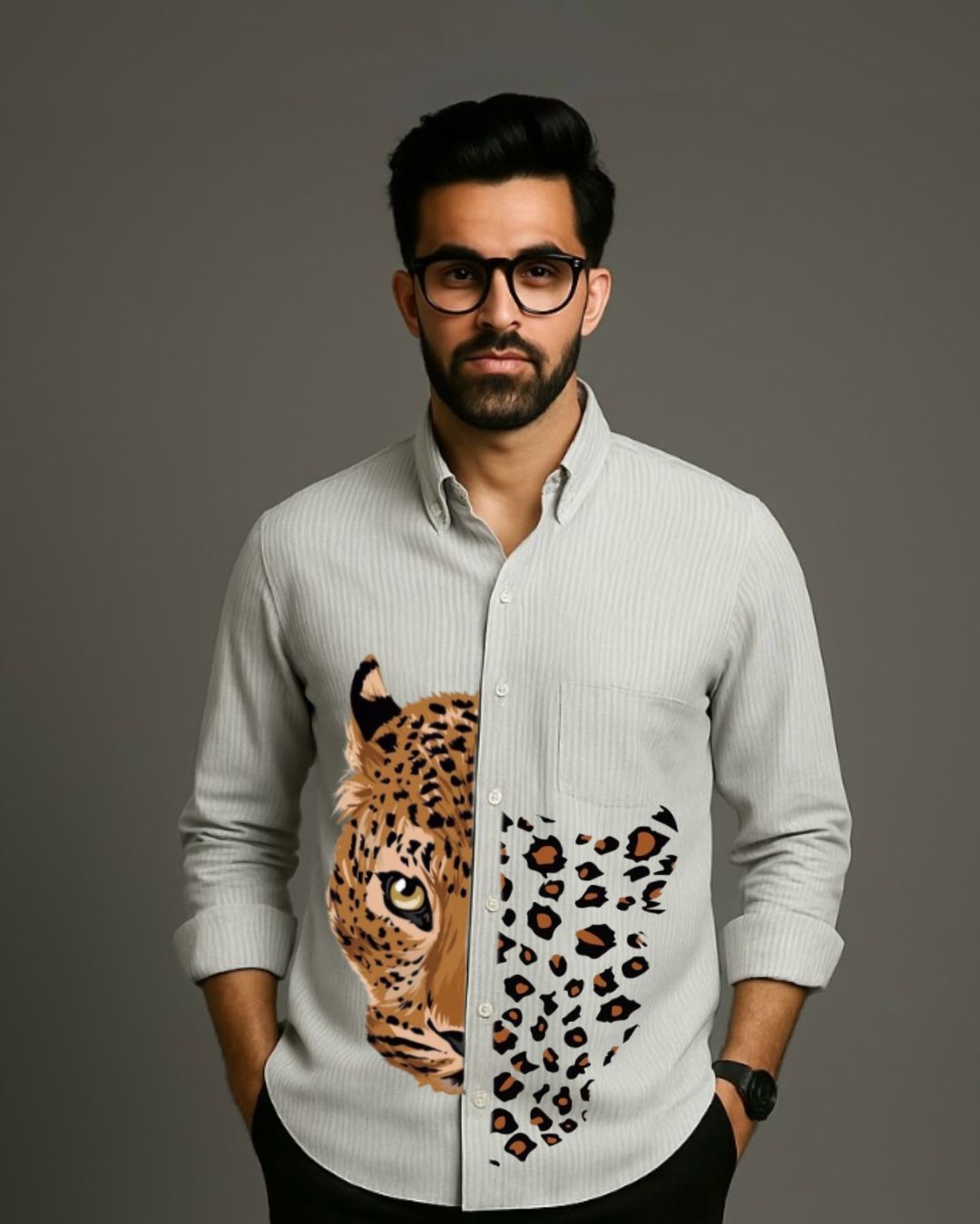 MEN'S LEO HEART FULL SLEEVE  STRIPE SHIRT