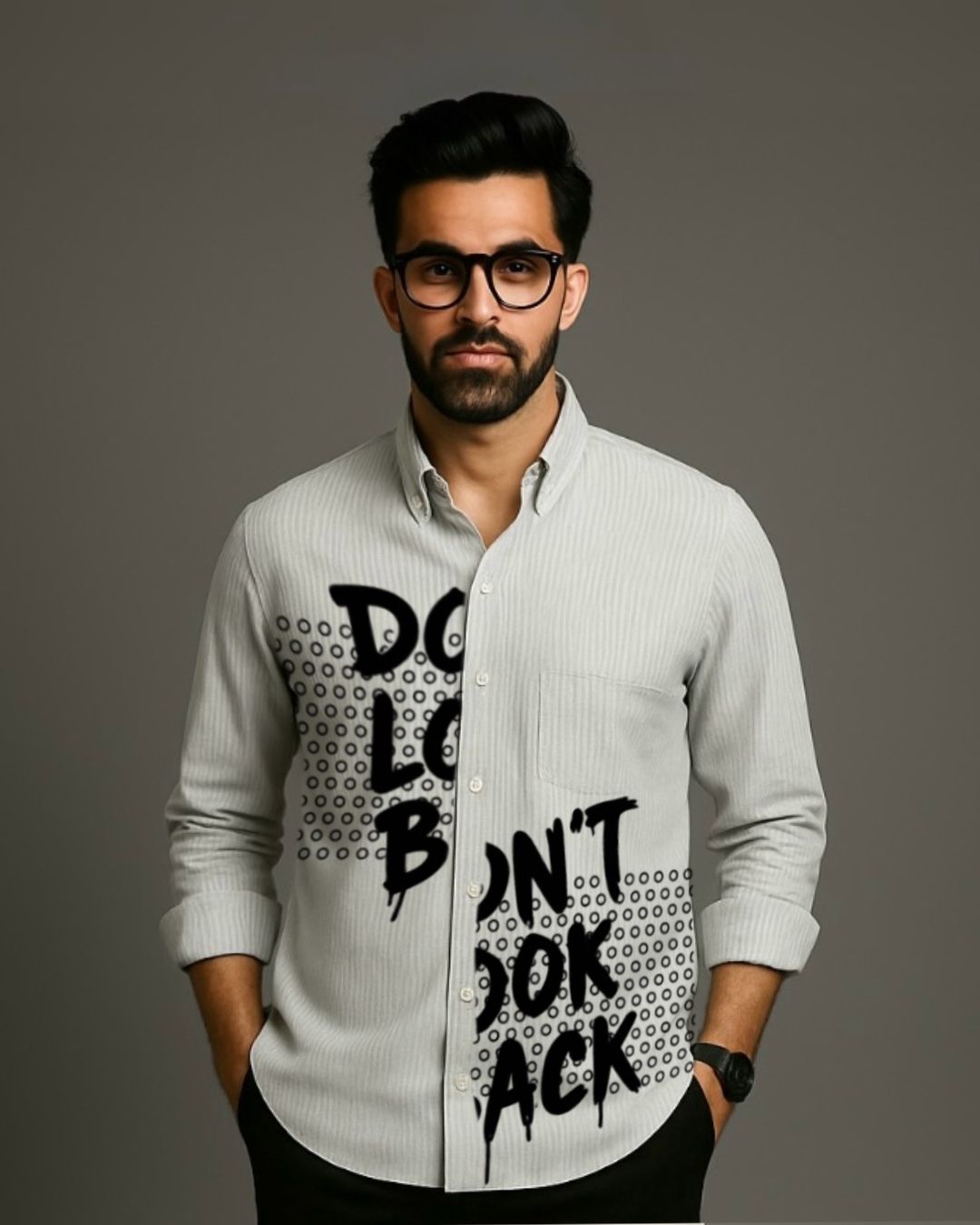 MEN'S LOOK BACKWARD FULL SLEEVE STRIPE SHIRT