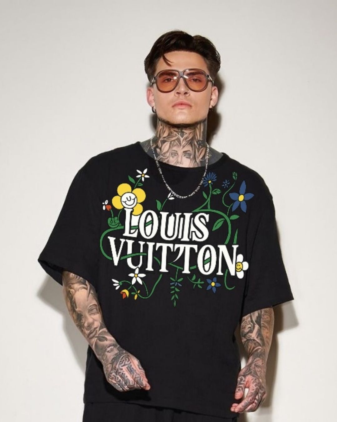 MEN'S LV BLOSSOM OVERSIZED TSHIRT (BLACK)