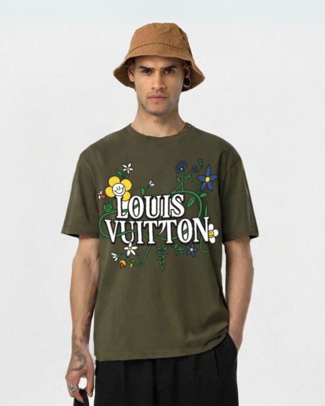 MEN'S LV BLOSSOM OVERSIZED TSHIRT (OLIVE )