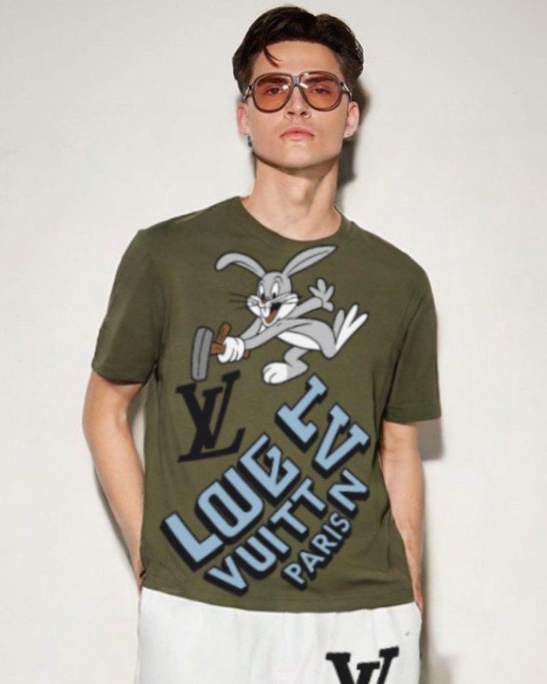 MEN'S LV BUNNY OVERSIZED TSHIRT (OLIVE )