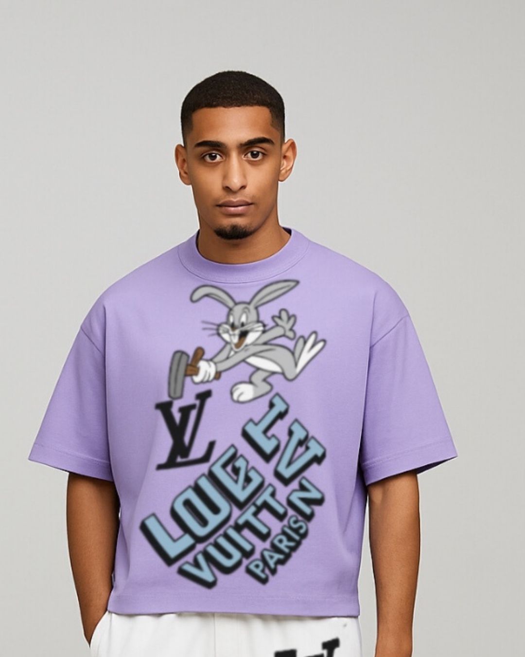 MEN'S LV BUNNY OVERSIZED TSHIRT (PURPLE)