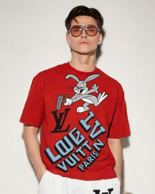 MEN'S LV BUNNY OVERSIZED TSHIRT (RED)