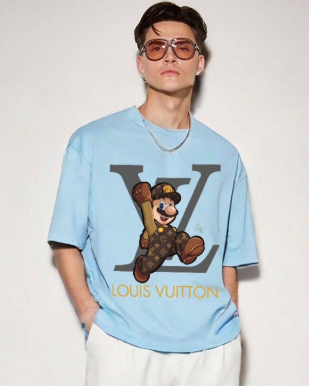 MEN'S LV MARIO OVERSIZED TSHIRT (BLUE )