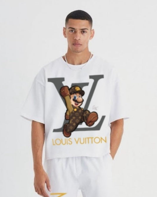 MEN'S LV MARIO OVERSIZED TSHIRT (WHITE )
