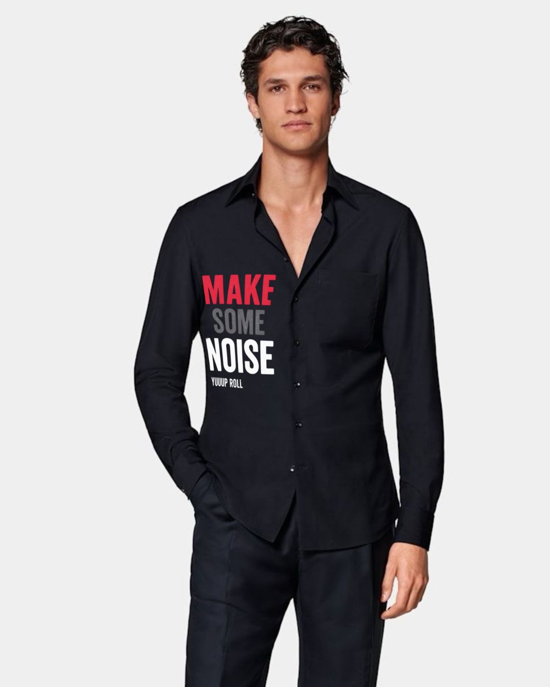 MEN'S MAKE NOISE FULL SLEEVE BLACK SHIRT
