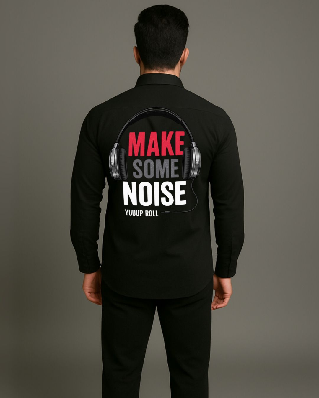 MEN'S MAKE NOISE FULL SLEEVE BLACK SHIRT