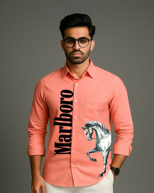 MEN'S MARLBORO  FULL SLEEVE  PEACH SHIRT