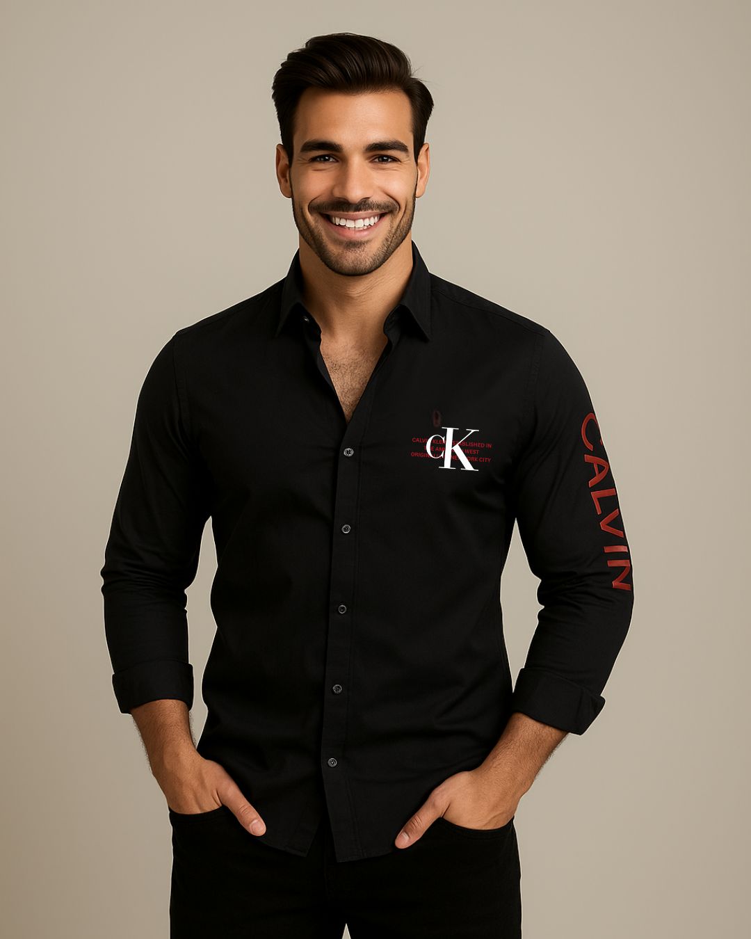 MEN'S MIDNIGHT LUXE FULL SLEEVE BLACK SHIRT(*)