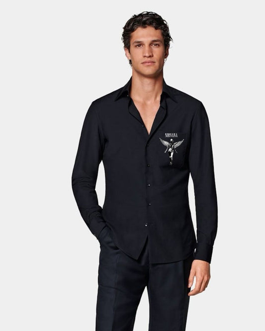 MEN'S NIRVANA ANGLE FULL SLEEVE BLACK SHIRT