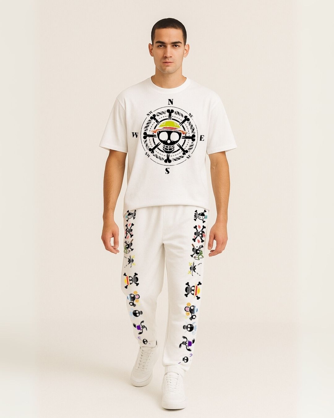 MEN'S ONE PEICE COMPASS CORDS (WHITE AND WHITE)