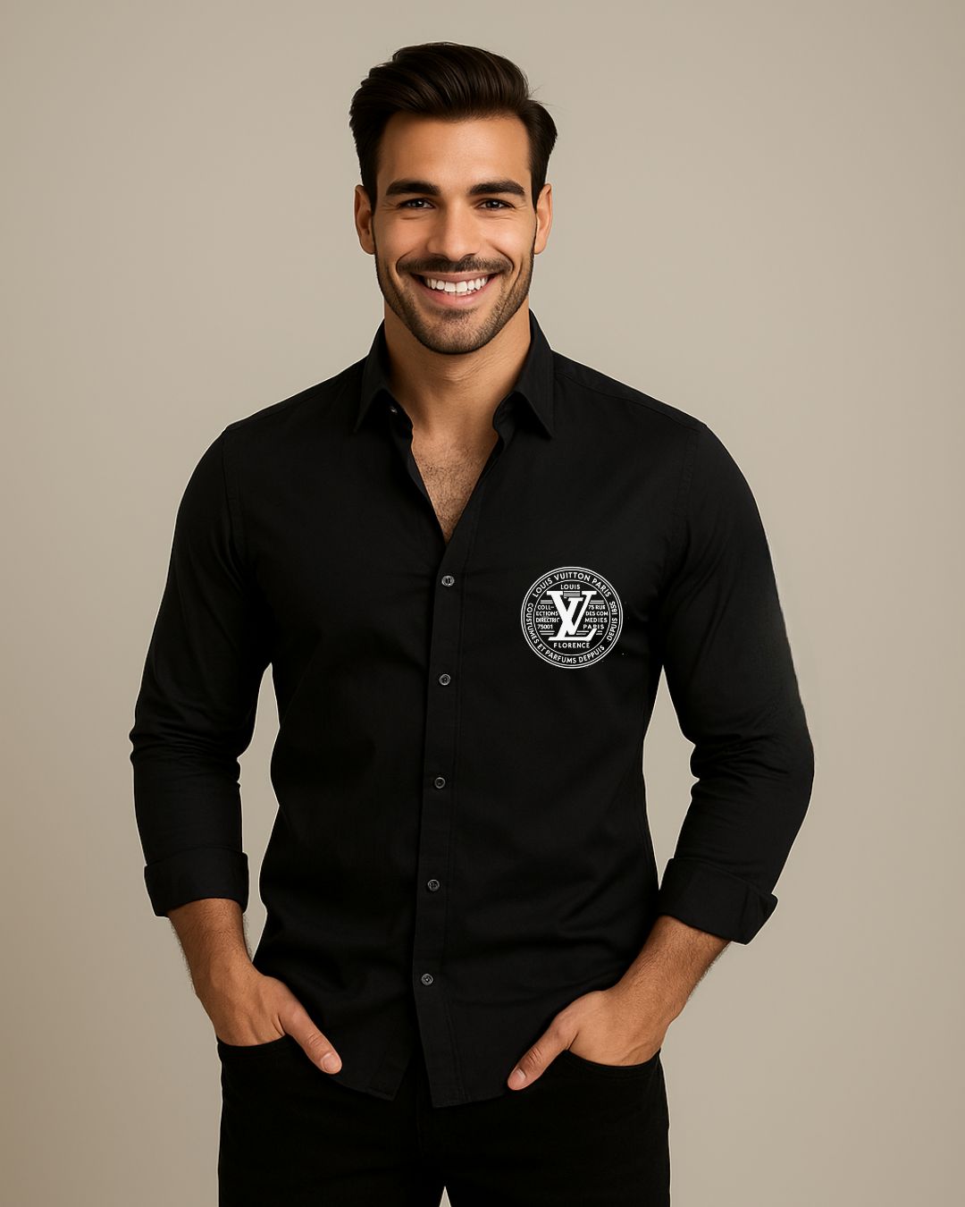 MEN'S PERFUME PARIS FULL SLEEVE BLACK SHIRT