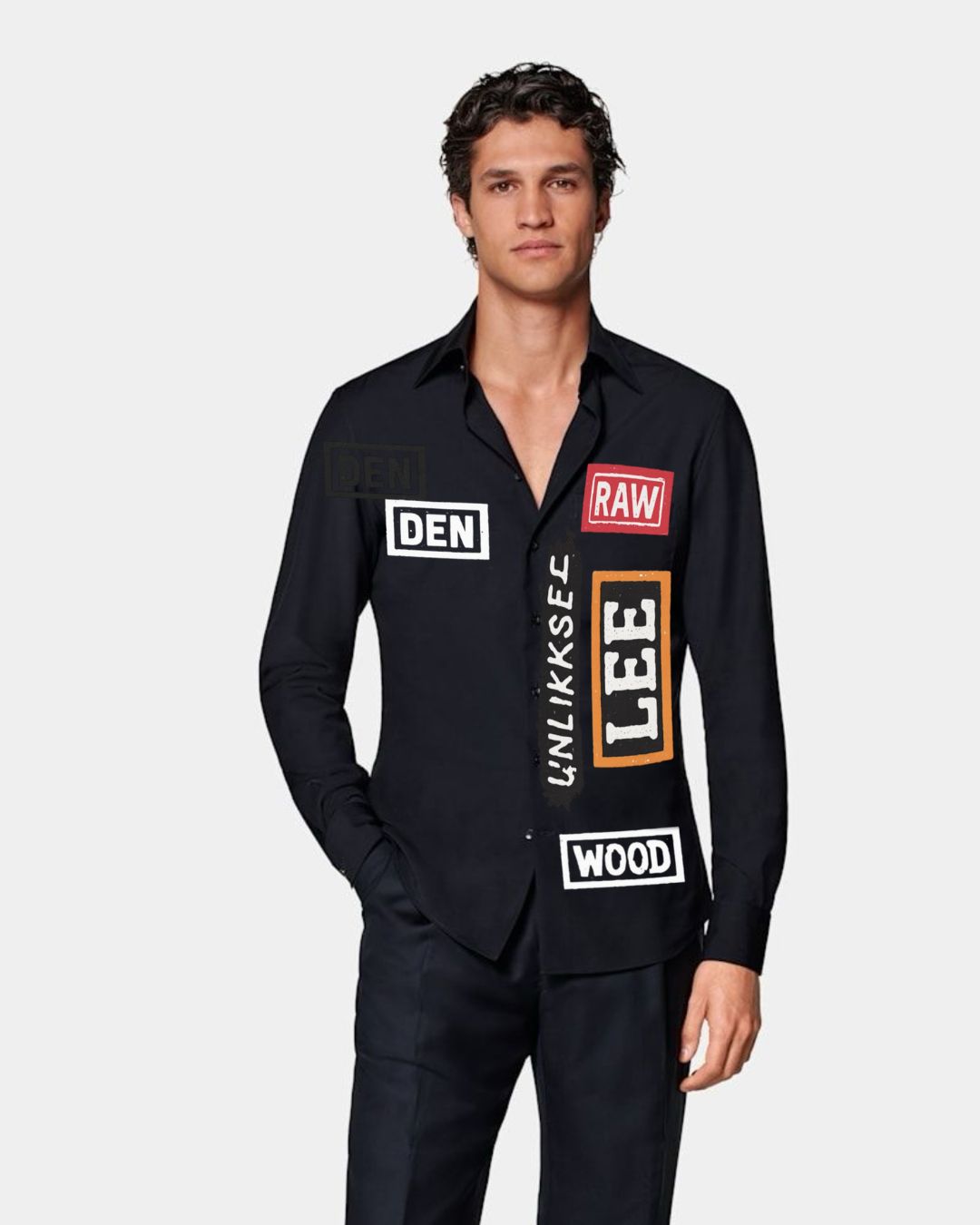 MEN'S RAW WOOD FULL SLEEVE BLACK SHIRT