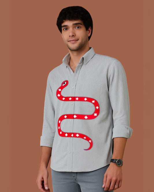 MEN'S RED DOT SNAKE FULL SLEEVE STRIPE SHIRT (*)