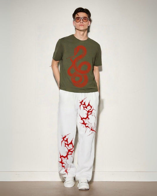 MEN'S RED SERPENT  CORDS ( OLIVE AND WHITE )