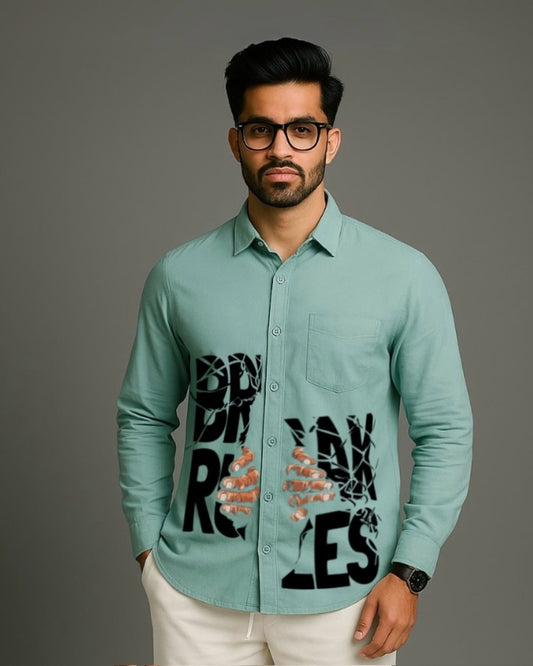 MEN'S RULE BREAKER FULL SLEEVE  GREEN SHIRT