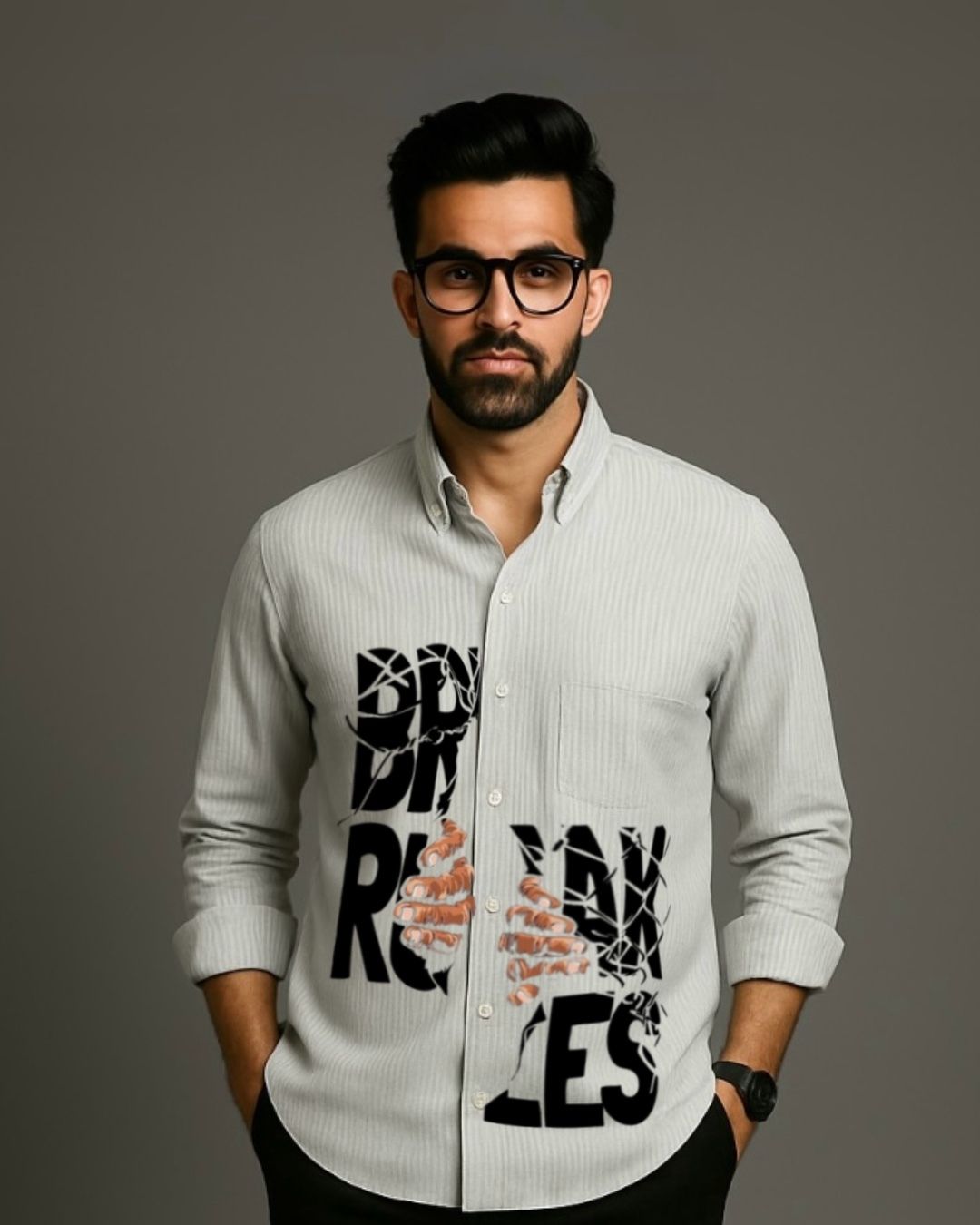 MEN'S RULE BREAKER FULL SLEEVE  STRIPE SHIRT