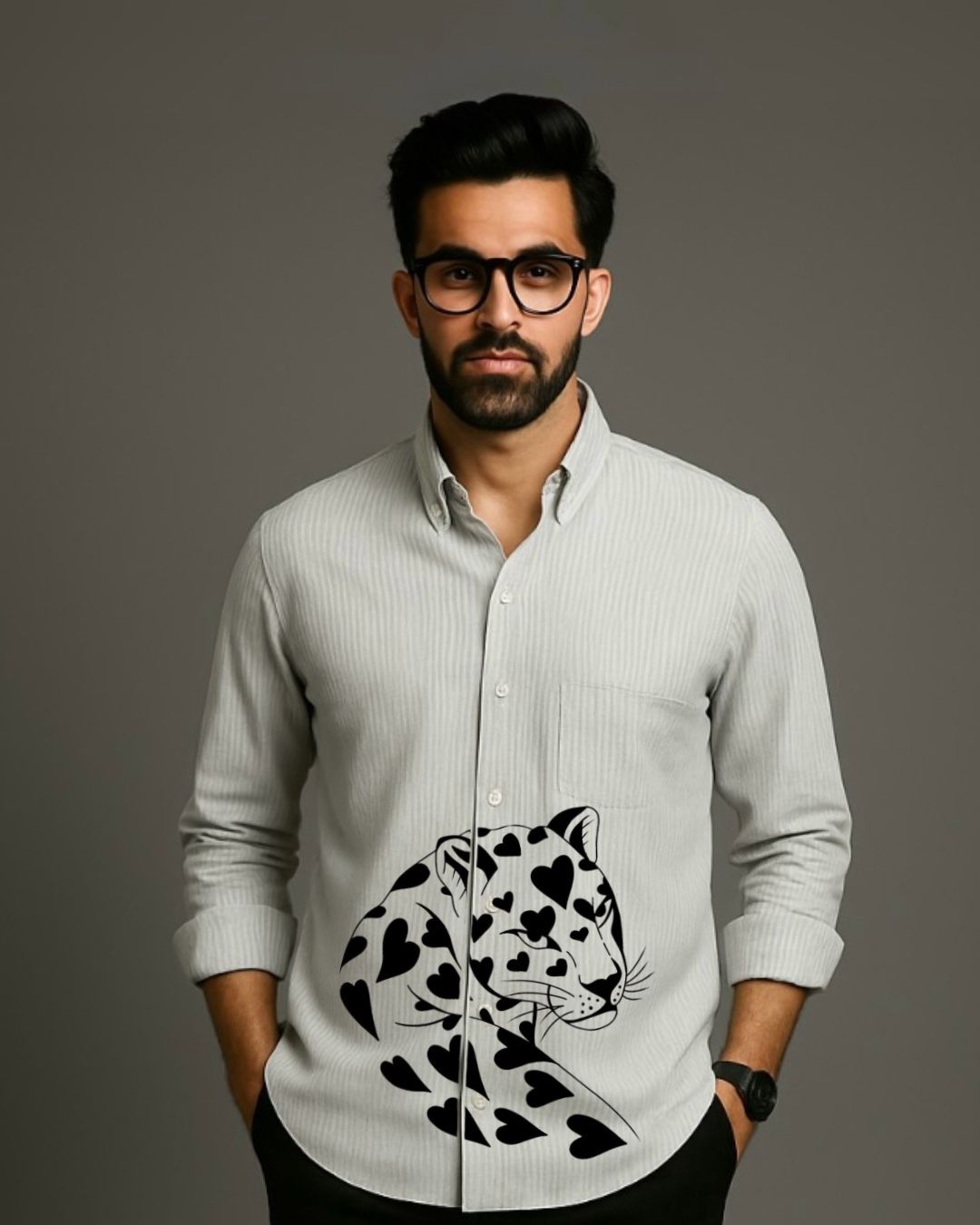 MEN'S SNOW LEO FULL SLEEVE  STRIPE SHIRT