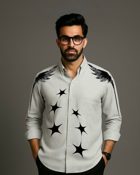 MEN'S STAR ANGEL FULL SLEEVE  STRIPE SHIRT