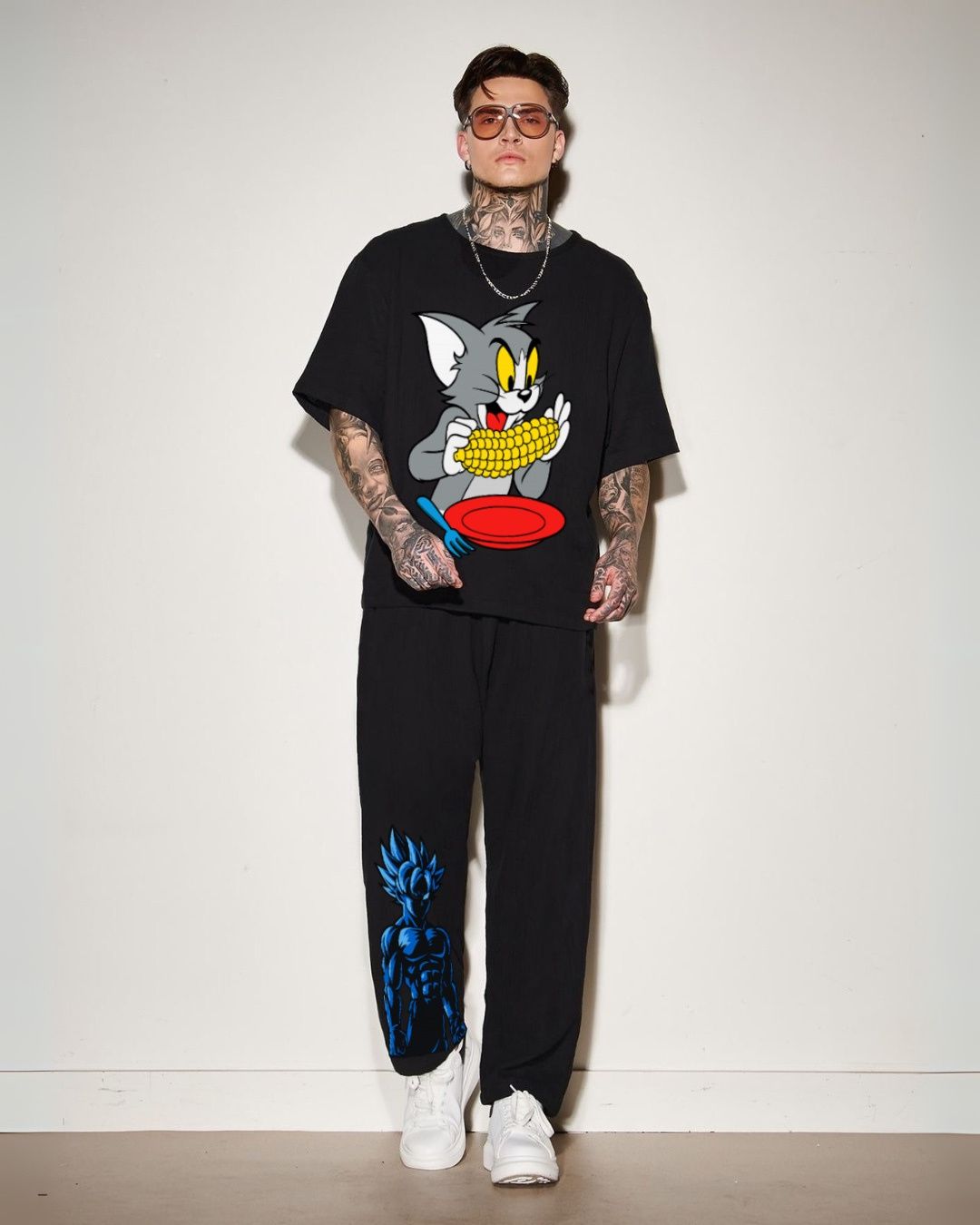 MEN’S STREET CARTOON CORDSET (BLACK AND BLACK)