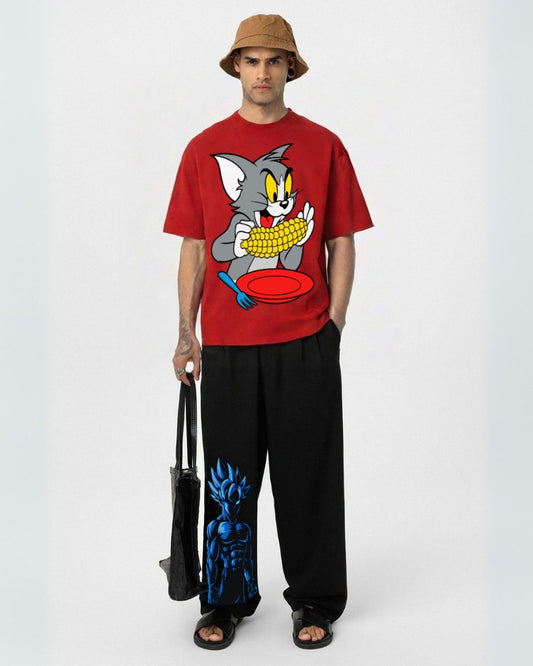 MEN’S STREET CARTOON CORDSET (RED AND BLACK)