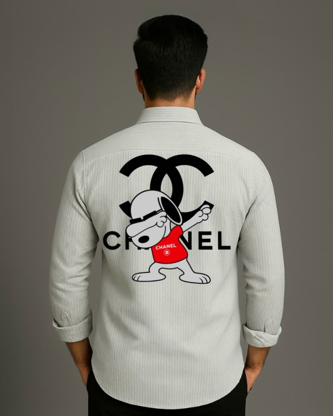 MEN'S STREET SNOOPY FULL SLEEVE STRIPE SHIRT