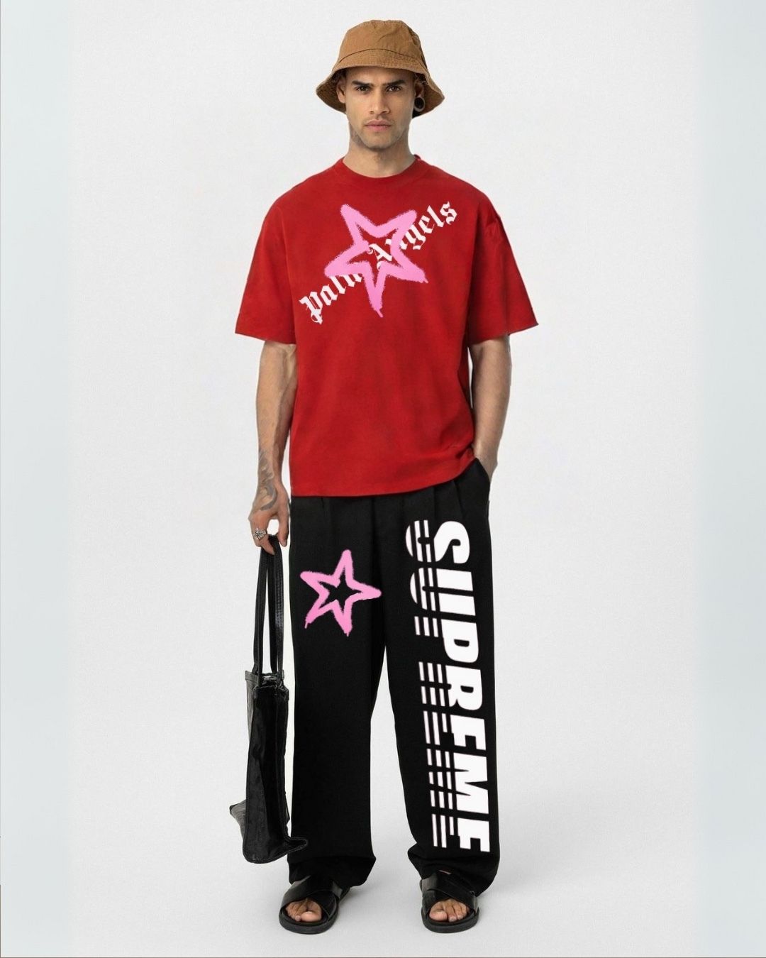 MEN'S SUPREME ANGLES CORDSET (RED AND BLACK)