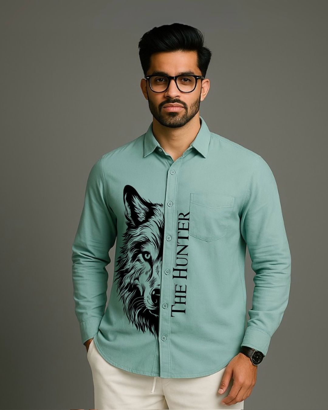 MEN'S THE HUNTER FULL SLEEVE  GREEN SHIRT