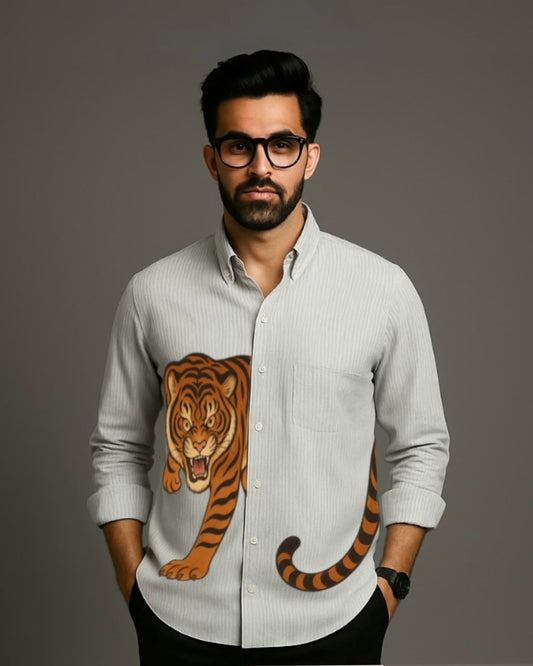 MEN'S TIGER ATTACK FULL SLEEVE STRIPE SHIRT