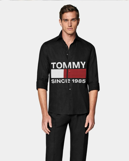 MEN'S TOMMY 1985 FULL SLEEVE BLACK SHIRT