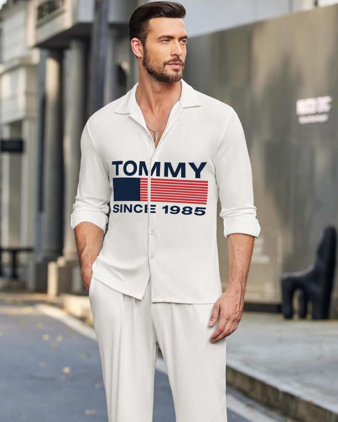 MEN'S TOMMY 1985 FULL SLEEVE WHITE SHIRT