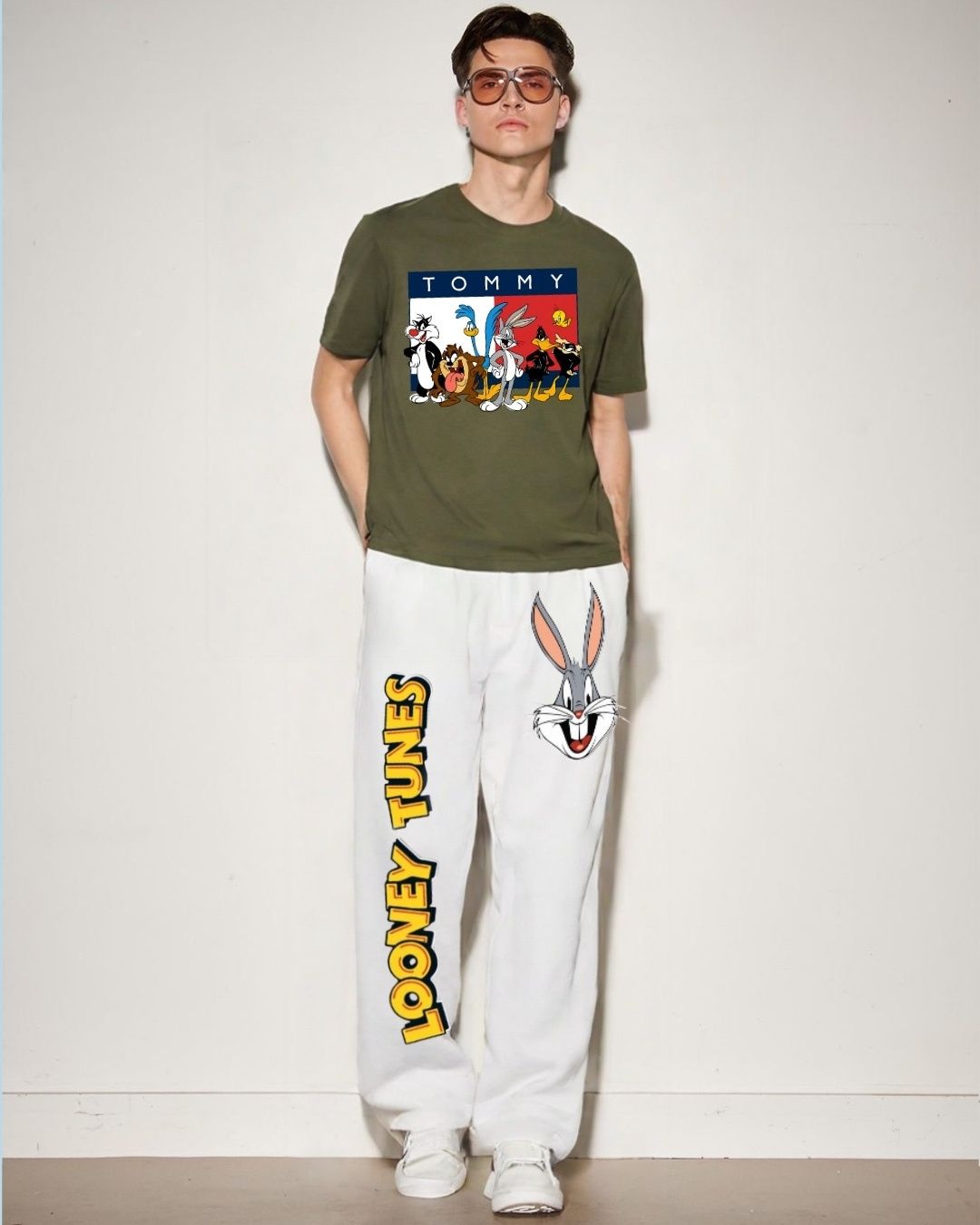 MEN'S TOMMY GANG CORDS (OLIVE AND WHITE)