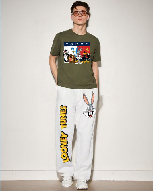 MEN'S TOMMY GANG CORDS (OLIVE AND WHITE)