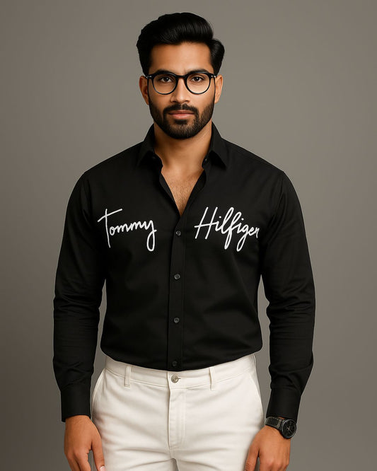 MEN'S TOMMY HILLS  FULL SLEEVE BLACK SHIRT