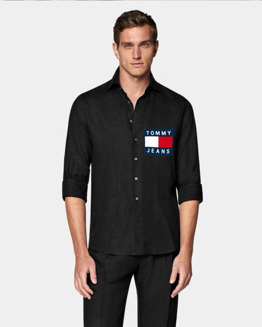 MEN'S TOMMY ICON FULL SLEEVE BLACK SHIRT