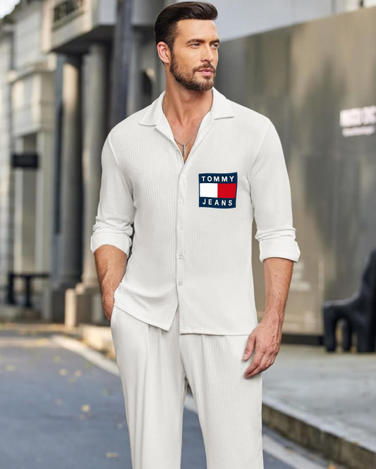 MEN'S TOMMY ICON FULL SLEEVE WHITE SHIRT